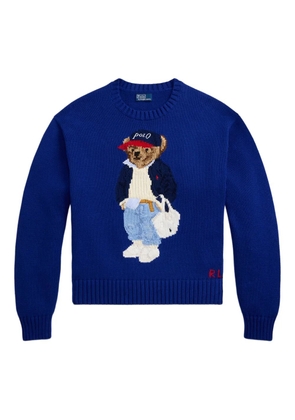 Polo Ralph Lauren intarsia-knit embroidered polo bear crewneck sweater - Blue