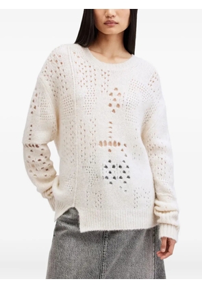 AllSaints open-knit side-split sweater - White