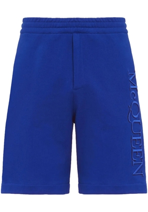 Alexander McQueen embroidered logo track shorts - Blue