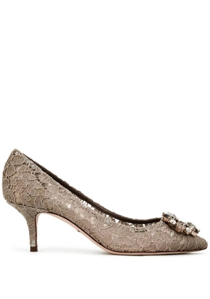 Dolce & Gabbana Rainbow Lace 60mm brooch-detail pumps - Neutrals