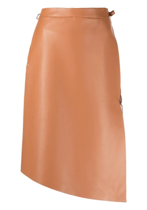 Off-White leather midi skirt - Brown