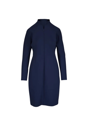 Akris mock-neck long-sleeve mini dress - Blue