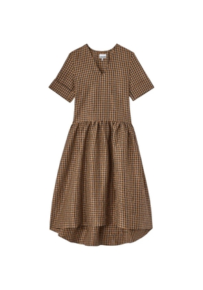 GANNI check-pattern mini dress - Brown