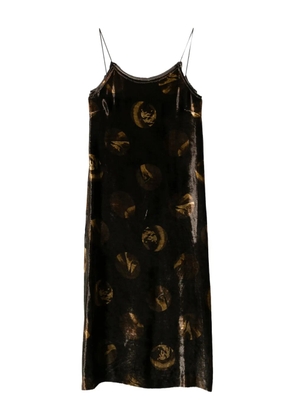 Uma Wang abstract-pattern midi dress - Brown