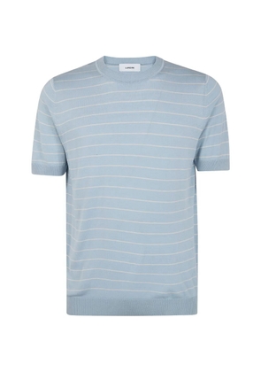Lardini striped silk T-shirt - Blue