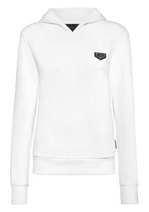 Philipp Plein logo plaque hoodie - White