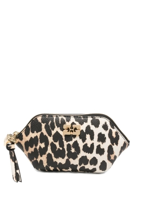 GANNI leopard-print logo-plaque wallet - Neutrals