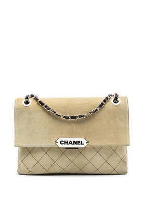 CHANEL Pre-Owned 2016-2017 Quilted Suede Retro Label Flap shoulder bag - Brown