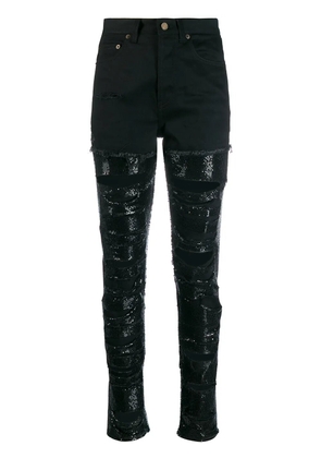 Saint Laurent sequin-embellished ripped skinny jeans - Black