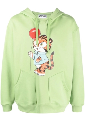 Moschino graphic print drawstring hoodie - Green