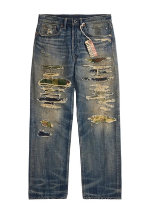 Ralph Lauren RRL ripped camouflage-detail Trousers - Blue