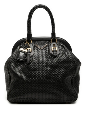 Prada Pre-Owned 2010-2026 Goatskin Woven Madras Frame tote bag - Black