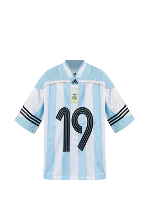 adidas striped v-neck T-shirt - Blue