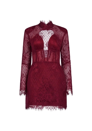 ARAFTU lace long-sleeve dress - Red