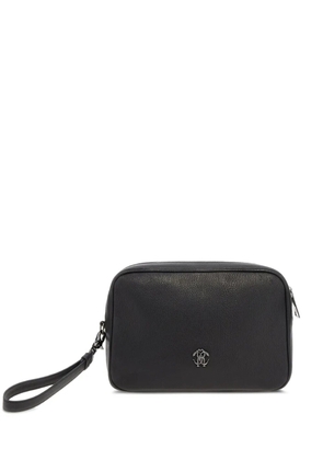 Roberto Cavalli logo-plaque leather wash bag - Black