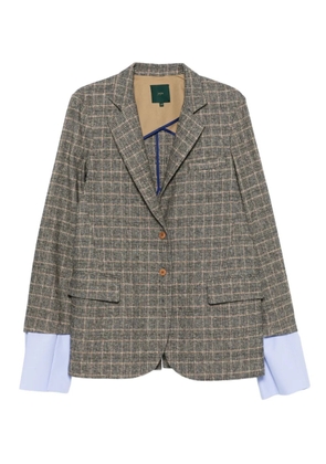 Jejia check-pattern contrast-cuff blazer - Grey