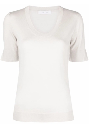 Liska round-neck knitted top - Neutrals