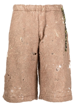 VITELLI distressed open-knit shorts - Brown