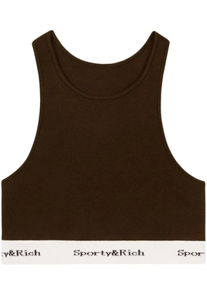 Sporty & Rich serif-logo ribbed crop top - Brown