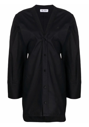 The Attico ruched-detail V-neck dress - Black