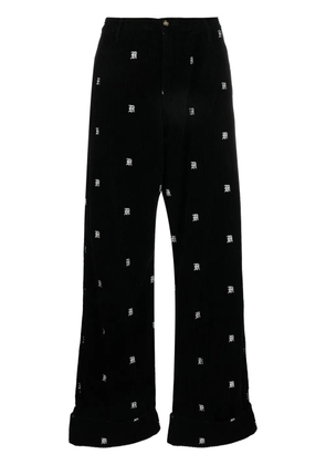 R13 logo-embroidered corduroy trousers - Black