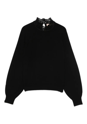 TWINSET lace-insert high-neck sweater - Black