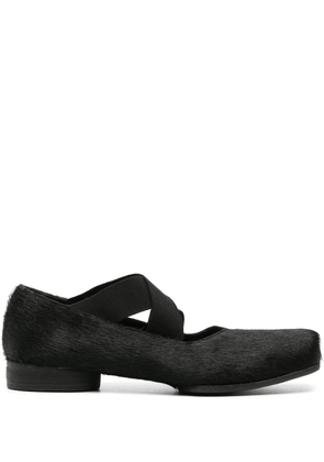 Uma Wang brushed-effect leather ballerina shoes - Black
