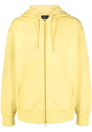 Y-3 logo-patch organic-cotton hoodie - Yellow