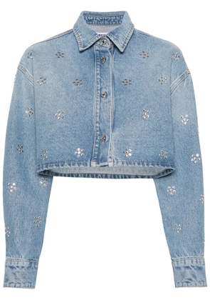 MSGM rhinestone-embellished denim shirt - Blue