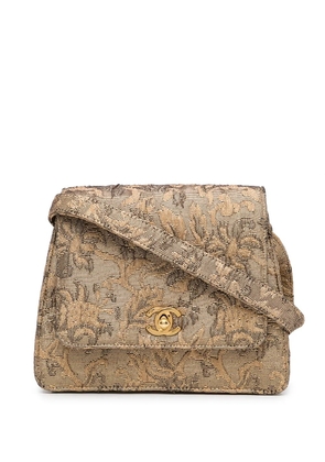 CHANEL Pre-Owned 1998 CC floral-jacquard handbag - Gold