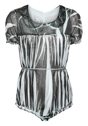 Maison Margiela zebra-print short-sleeve bodysuit - Blue