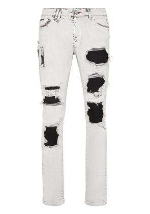 Philipp Plein ripped stonewashed skinny jeans - White