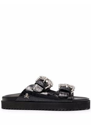 Philipp Plein Cocco leather sandals - Black