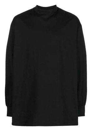 Y-3 mock-neck long-sleeved cotton T-shirt - Black