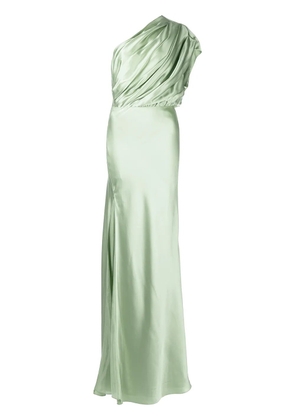 Michelle Mason side-slit one-shoulder gown - Green