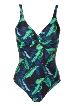 Lygia & Nanny Adriana twisted leaf-print swimsuit - Blue