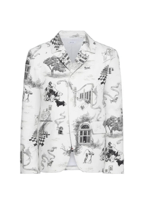 Thom Browne Hector toile print cutaway jacket - White