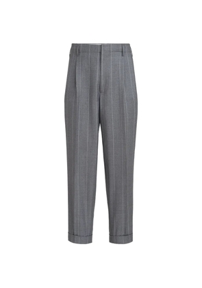 Brunello Cucinelli virgin wool chalk stripe trousers with double pleats - Grey