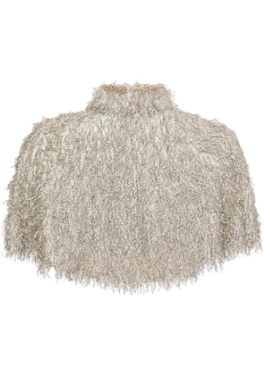 Unreal Fur Bon high-neck cropped cape - Neutrals