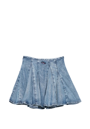 Diesel logo-patch pleated mini skirt - Blue