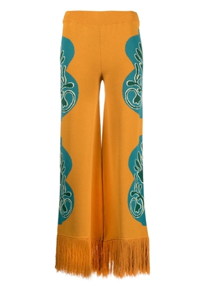 PAULA fringe-detail wide-leg trousers - Orange