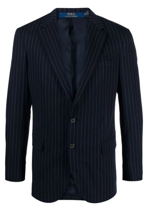 Polo Ralph Lauren logo-patch pinstripe blazer - Blue