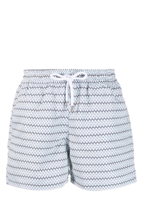 Frescobol Carioca graphic-print drawstring swim shorts - Blue