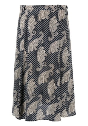 Pierre Cardin Pre-Owned 1980s printed flared knee-length skirt - Black