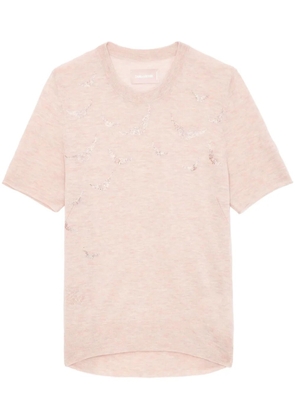 Zadig&Voltaire Ida crystals cashmere top - Neutrals