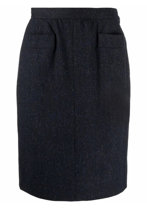 Saint Laurent Pre-Owned 1980s high-waisted straight skirt - Blue
