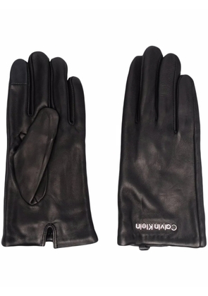 Calvin Klein logo-plaque gloves - Black