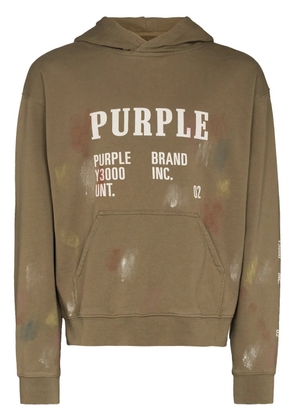 Purple Brand logo-print long-sleeve hoodie - Green