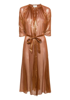 Forte Forte metallic-threading tied-waist coat - Brown