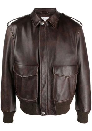 Bally cargo-pockets leather bomber jacket - Brown
